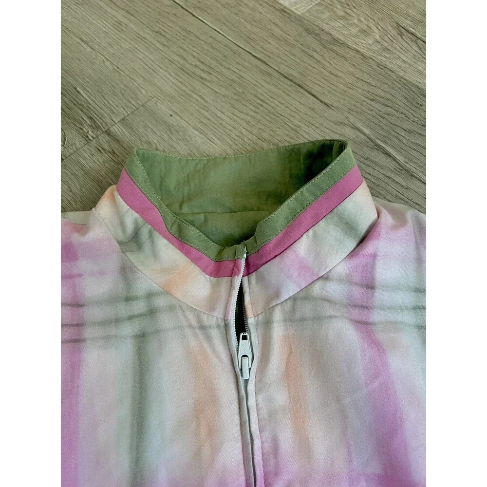 Vintage - TAIL Bomber Jacket-Green/Pink-White Plaid-size Medium - Picture 5 of 13